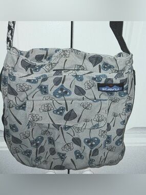 Kavu messenger Crossbody Purse Shoulder Bag Rope Strap Blue Black Gray Canvas